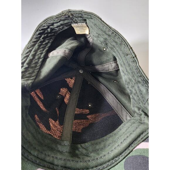 Women's Green Brown CHOPPER with WINGS Camo Fitted Hat Ball Cap SZ 8 1/8 (Large) - Picture 6 of 7